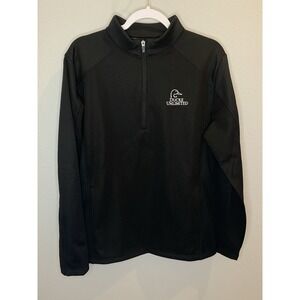 Ducks Unlimited Black Quarter Zip Pullover Sweater Shirt Mens Medium